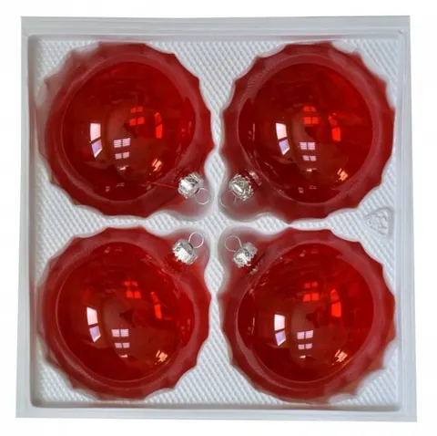 Bombki przezroczyste 10 cm 4 szt CZERWONE