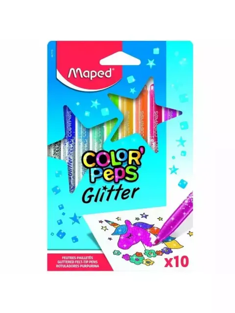 Flamastry brokatowe Maped Colorpeps Glitter 10 kolorów