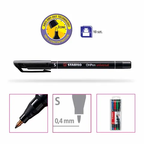 Marker foliopis/do CD 0,4mm S STABILO OHP czarny /841/46/