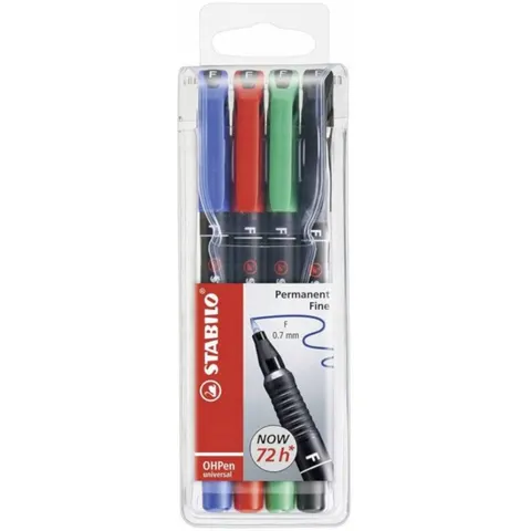 Foliopis Permanentny Stabilo OHPen F 0,7mm Komplet 4 Kolory