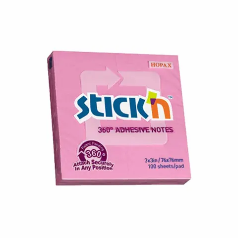 Karteczki samoprzylepne notes 76 x 76 mm 360 różowy 100 karteczek, Stick'n