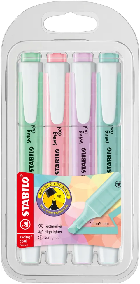 Zakreślacz STABILO SWING COOL pastel kpl. 4szt. 275/4-08 STABILO