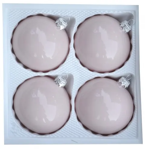 Bombki gładkie 8cm 4szt różowa porcelana