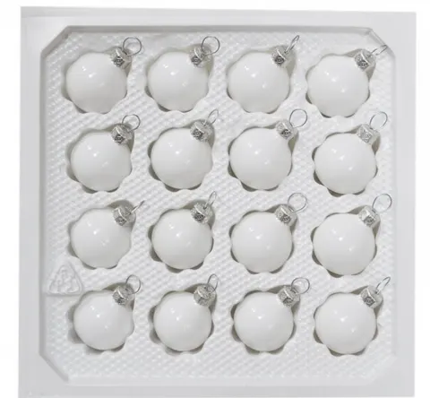 Bombki gładkie 3 cm 16 szt biała porcelana