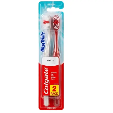 COLGATE MAX WHITE Szczoteczka do zębów ŚREDNIA, 2 szt
