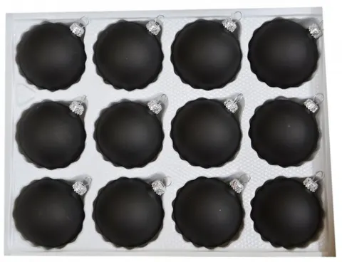 Bombki gładkie 6cm 12 szt czarny mat