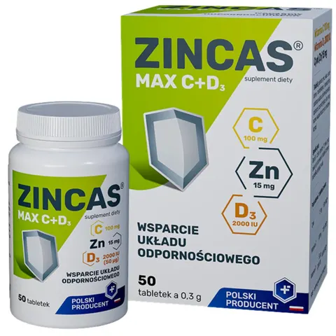 FARMAPOL TABLETKI ZINCAS MAX C+D3 suplement diety, 50 szt