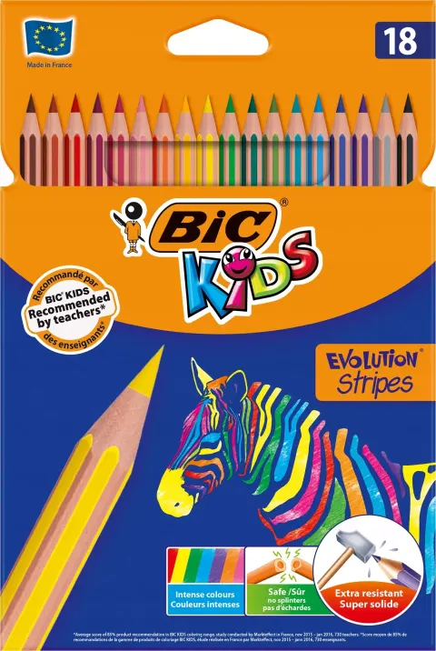 Kredki Ołówkowe BIC Kids Eco Evolution Stripes 18 Kolorów