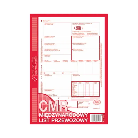 Druk samokopiujący CMR międzynarodowy list przewozowy oryginał + 4 kopie a4 80 kartek MICHALCZYK I PROKOP /800-2/