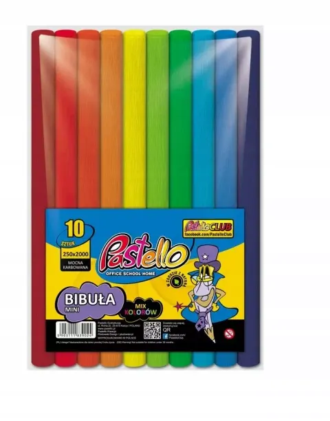 Bibuła marszczona mini 25cm x 200cm zestaw mix 10szt. /PAS-9024/