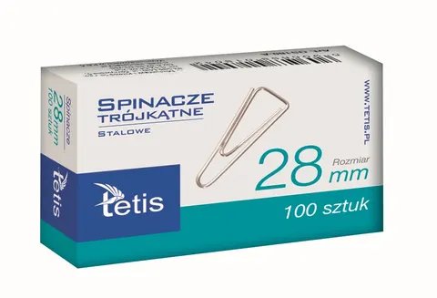 Spinacze biurowe Tetis trójkątne 28 mm 100 szt.