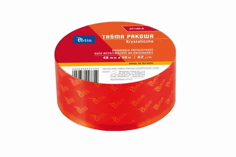 Taśma pakowa 48 mm x 50 m krystaliczna 62mikr, Tetis