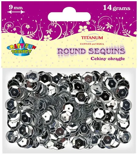 Cekiny okrągłe 9mm 14g CM9S srebrne, Craft-Fun