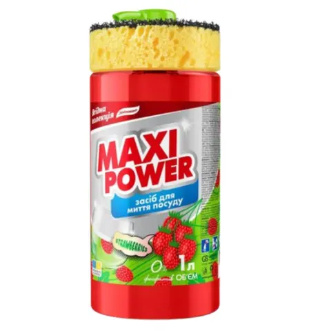 MAXI POWER Płyn do naczyń TRUSKAWKA pompka+gąbka, 1 l