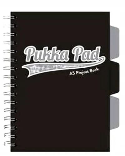 Kołonotes Project Book A5 100k 80g kratka Black & Grey czarny, Pukka Pad