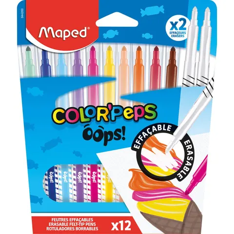 Flamastry Colorpeps Oops wymazywalne 12 szt, Maped