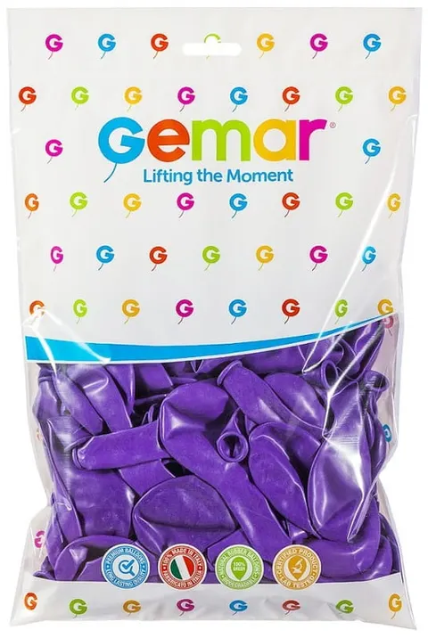 Balony G90 pastelowe 10" fioletowe op. 100 szt., Gemar