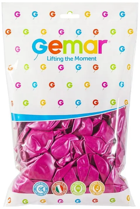 Balony GM90 metaliczne 10" ciemnoróżowe op. 100 szt., Gemar