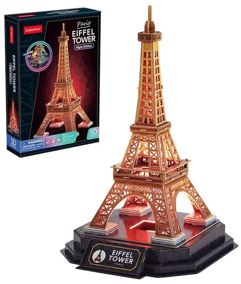 Puzzle 3D LED Wieża Eiffla (wersja nocna), Cubic Fun