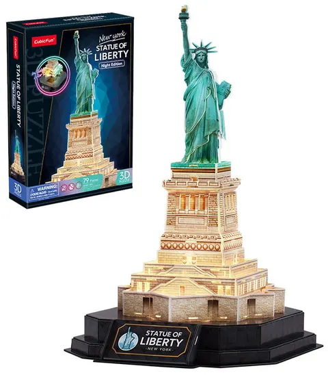 Puzzle 3D LED Statua Wolności (wersja nocna), Cubic Fun