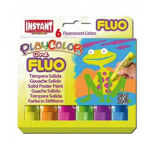 Farby w sztyfcie 6-kol. tempera Fluo PlayColor, Instant