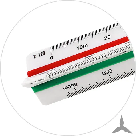 Skalówka trójkątna Leniar Geodeta 30 cm – 6 skal: 1:1000, 1:2000, 1:5000, 1:720, 1:1440, 1:2880