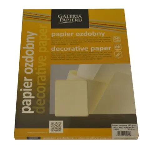 Papier ozdobny A4 100g 50 ark. HOLLAND kremowy 206302 GALERIA PAPIERU