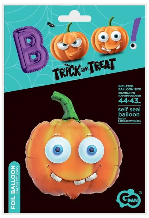 Balon foliowy Dynia BOO, 44x43 cm, GoDan