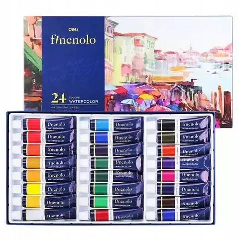 Farby akwarelowe 24-kol. 12ml Finenolo tuba, Deli