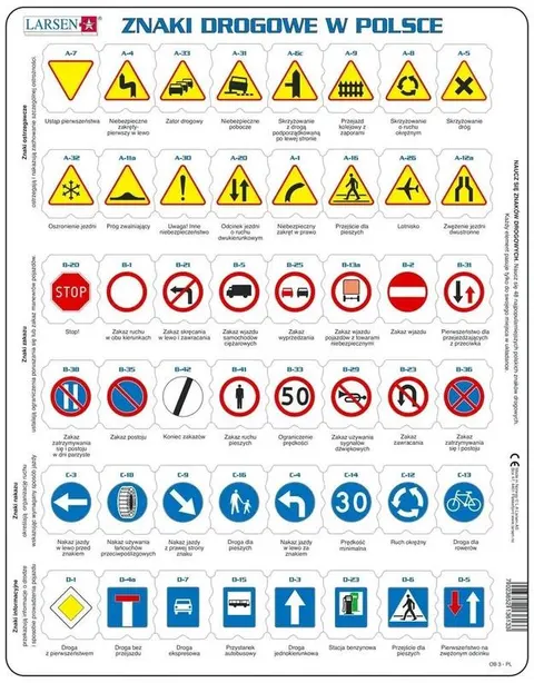 Układanka Znaki Drogowe W Polsce - rozmiar Maxi (36,5x28,5 cm), Tactic