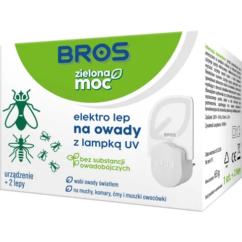 BROS elektro lep na owady z lampką UV 2szt
