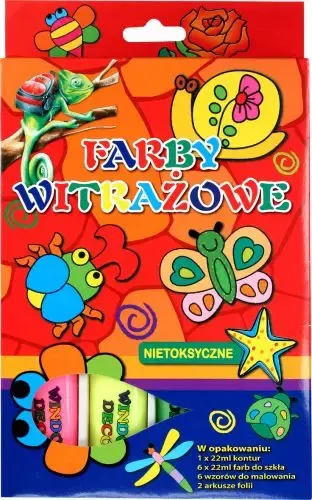 Farby Witraz 6 kolorów 1kontu 22ml Akces 201178 Wb