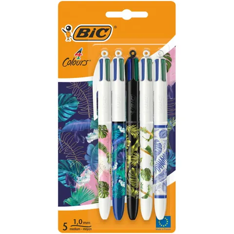 BIC Długopis 4 Colours Message Botanical AST Blister 5szt