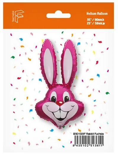 Balon foliowy 24" FX - "Rabbit" (różowy), pakowany, GoDan