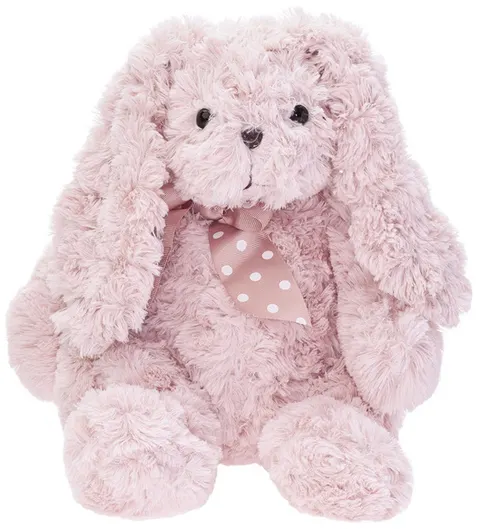 Maskotka Królik Caramenn pudrowy róż z kokardą 28cm, Beppe