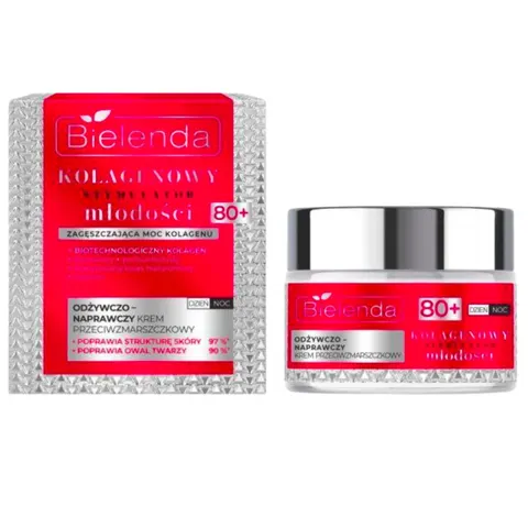 BIELENDA KOLAGENOWY STYMULATOR MŁODOŚCI Krem do twarzy 80+, ODŻYWCZY, 50 ml