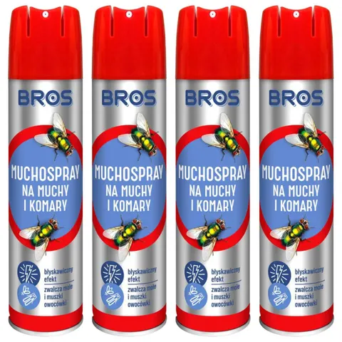 BROS Preparat na muchy i komary MUCHOSPRAY 400 ml, pakiet 4 szt