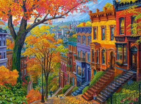 Puzzle 3000-el. Autumn City Hill C-300709-2, Castorland