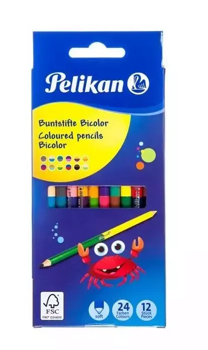 Kredki Ołówkowe Dwustronne Pelikan 12 sztuk