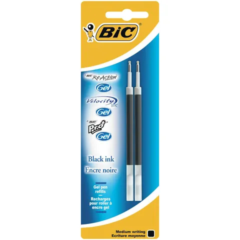 Wkłady do długopisu żelowego ReAction, Velocity, Atlantis czarne blist. 2 szt, BiC