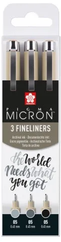 Cienkopisy Pigma Micron 05 Black, Grey, 3szt., Sakura