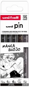 Cienkopis kreślarski PIN-200 zestaw Manga Shojo, 5szt., Uni