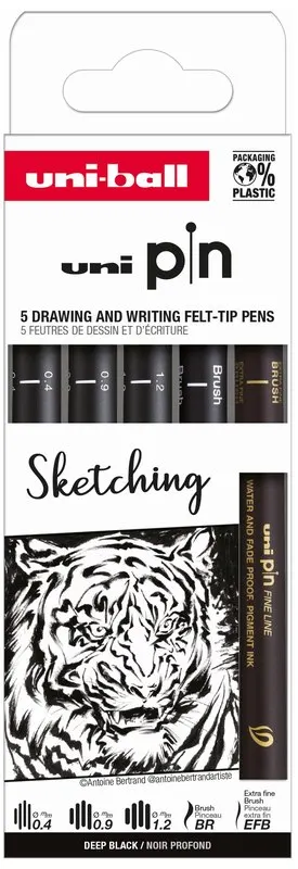 Cienkopis kreślarski PIN-200 zestaw Sketching, 5szt., Uni