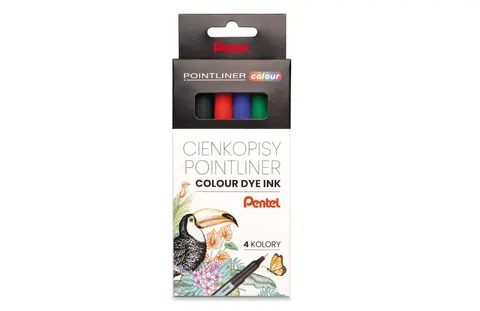 Cienkopis 0,4mm PENTEL POINTLINER COLOUR 4 kolory 4szt.
