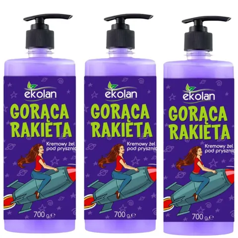 EKOLAN Kremowy żel pod prysznic GORĄCA RAKIETA 700 ml, pakiet 3 szt