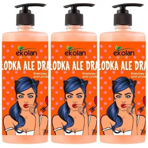 EKOLAN Kremowy żel pod prysznic SŁODKA ALE DRAPIE 700 ml, pakiet 3 szt.