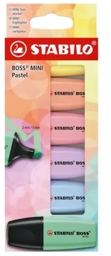 Zakreślacz Boss mini Pastel 6-kol. etui kartonowe, Stabilo
