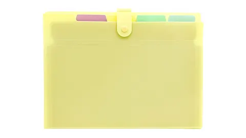 Teczka harmonijkowa A4 PP 5 przegródek pastel żółty, Biurfol