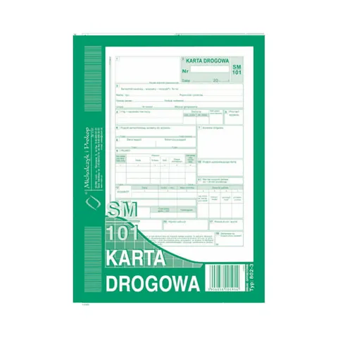 Druk "Karta Drogowa Samochód Osobowy Numerowana" A5 MICHALCZYK I PROKOP /802-3N/