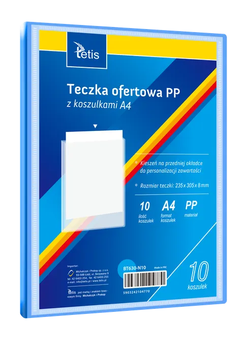 Teczka ofertowa A4 PP 10 koszulek niebieska, Tetis